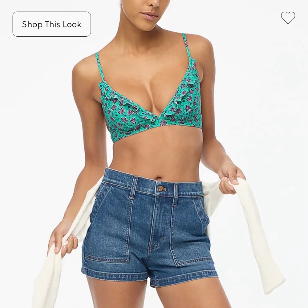 J. Crew Factory Green and Purple Floral Bikini Top - Picture 2 of 4